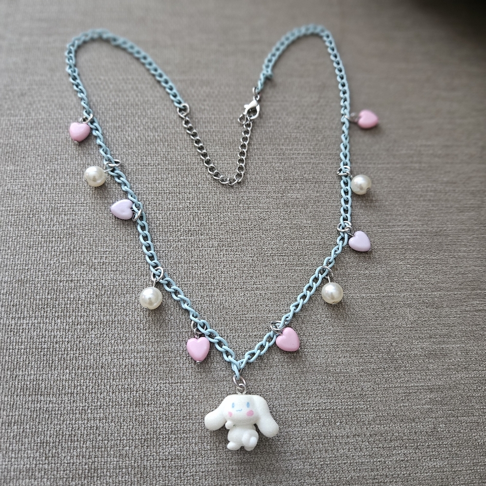 Sanrio My MELODY Necklace with Heart Charms faux Pearls